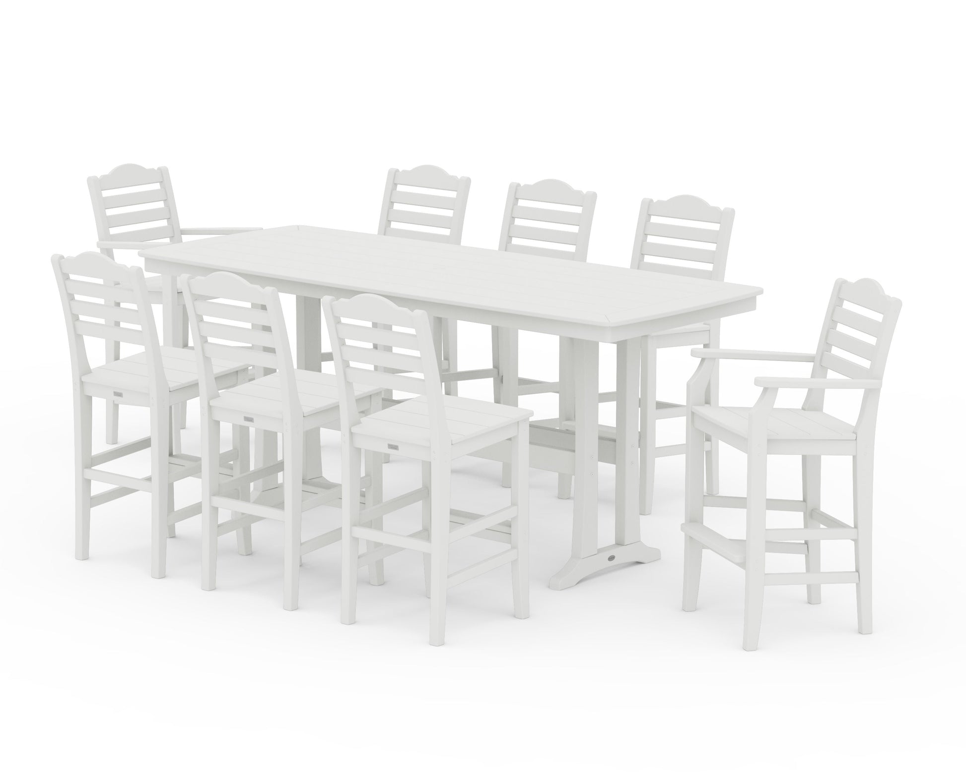 POLYWOOD Savannah 9-Piece Bar Set with Trestle Legs — Vintage White