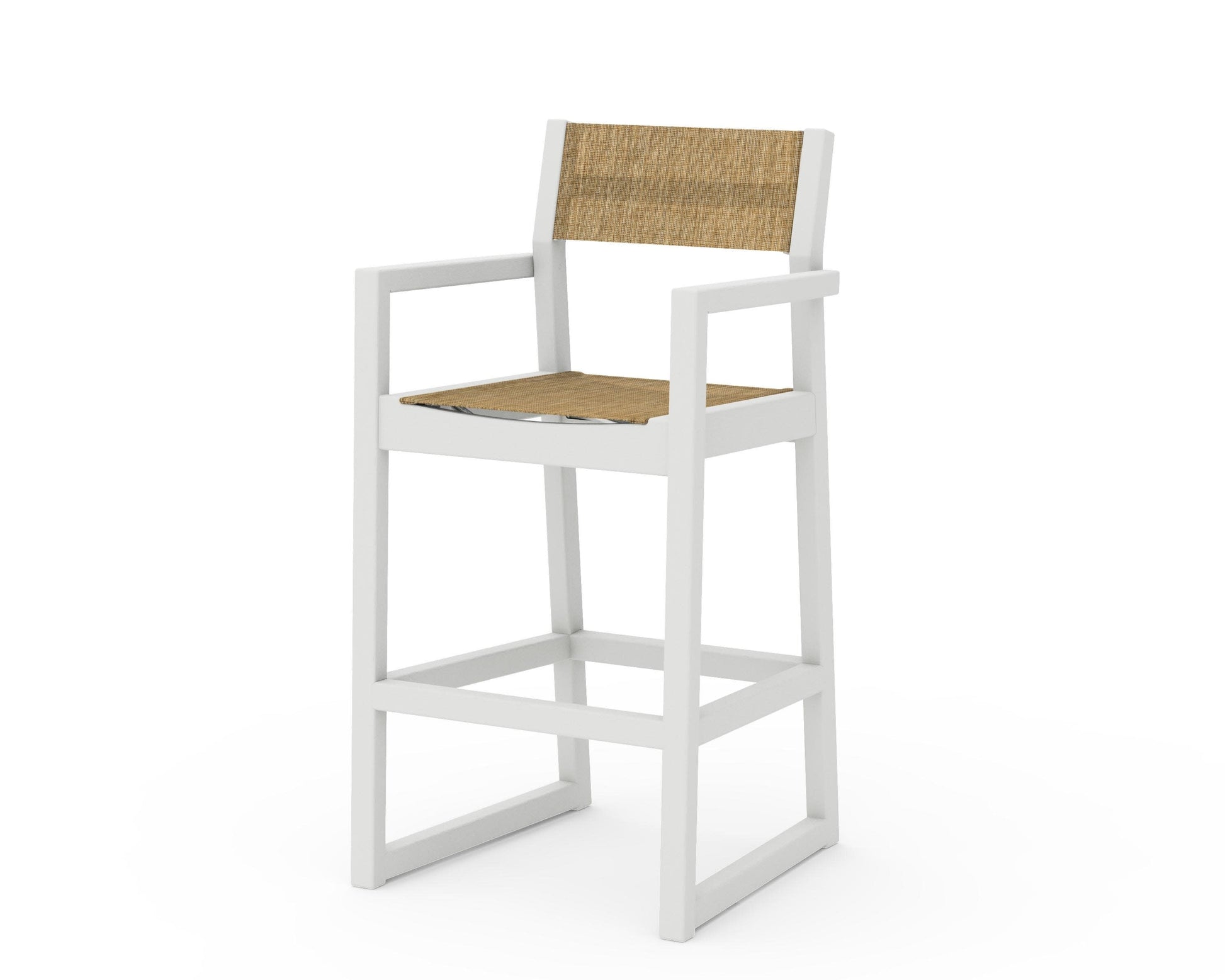 POLYWOOD EDGE Sling Bar Arm Chair — Vintage White / Burlap Sling