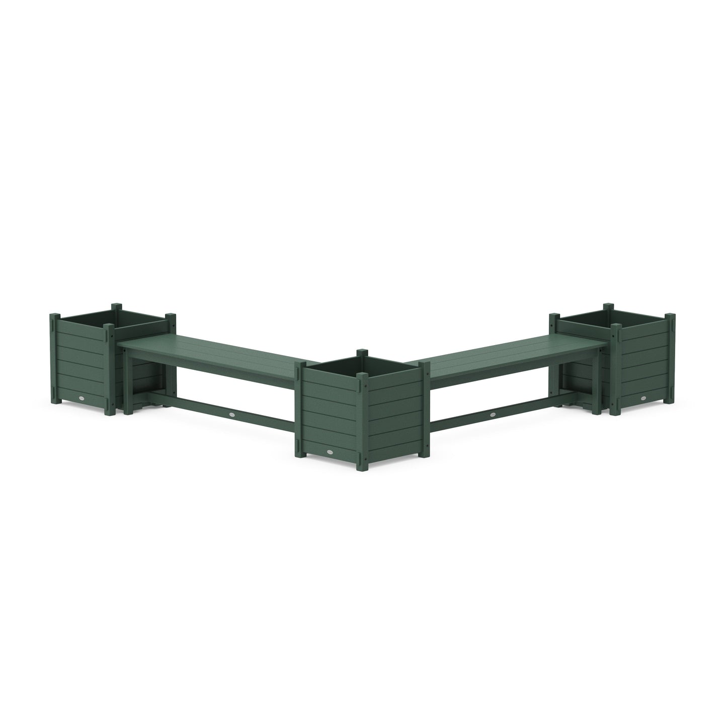 POLYWOOD 60" Nautical L- Shaped Planter Bench Corner Set - Large — Green