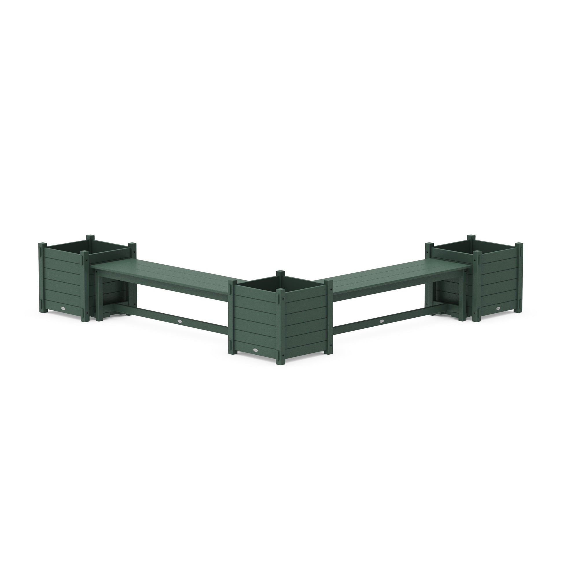 POLYWOOD 60" Nautical L- Shaped Planter Bench Corner Set - Large — Green