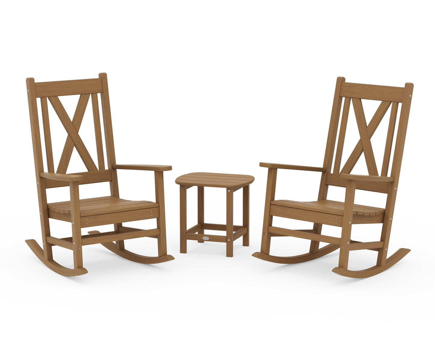 POLYWOOD Braxton 3-Piece Porch Rocking Chair Set — Natural