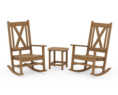 POLYWOOD Braxton 3-Piece Porch Rocking Chair Set — Natural