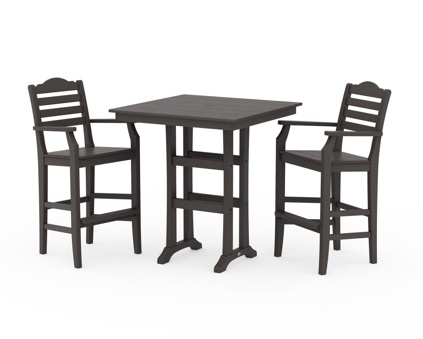 POLYWOOD Savannah 3-Piece Farmhouse Bar Set with Trestle Legs — Vintage Coffee