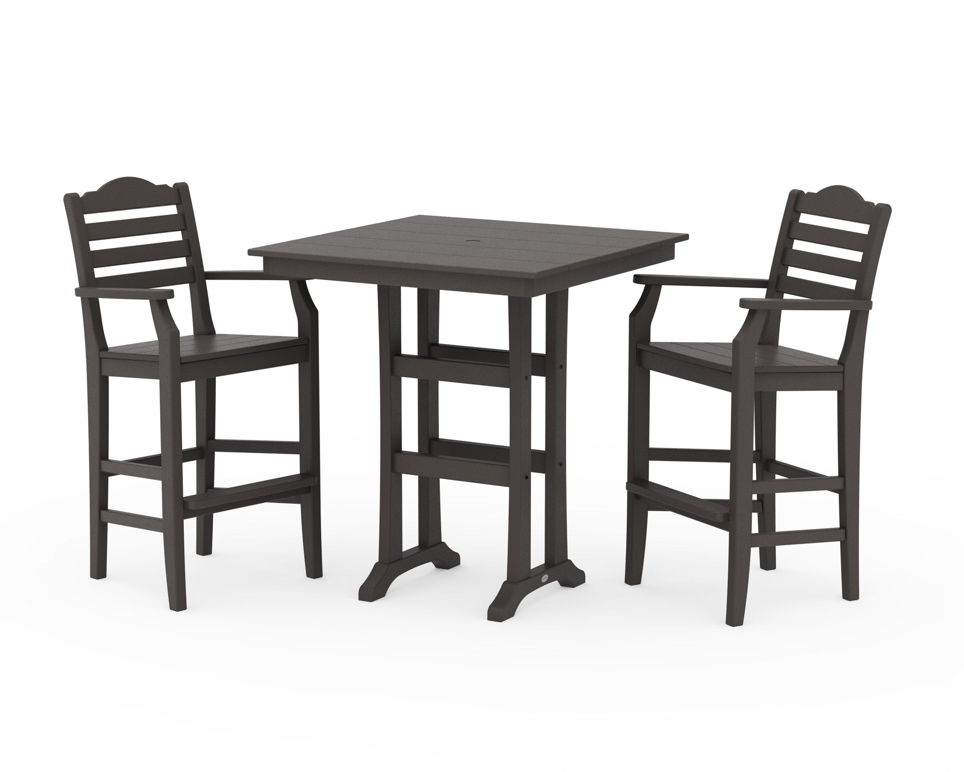 POLYWOOD Savannah 3-Piece Farmhouse Bar Set with Trestle Legs — Vintage Coffee