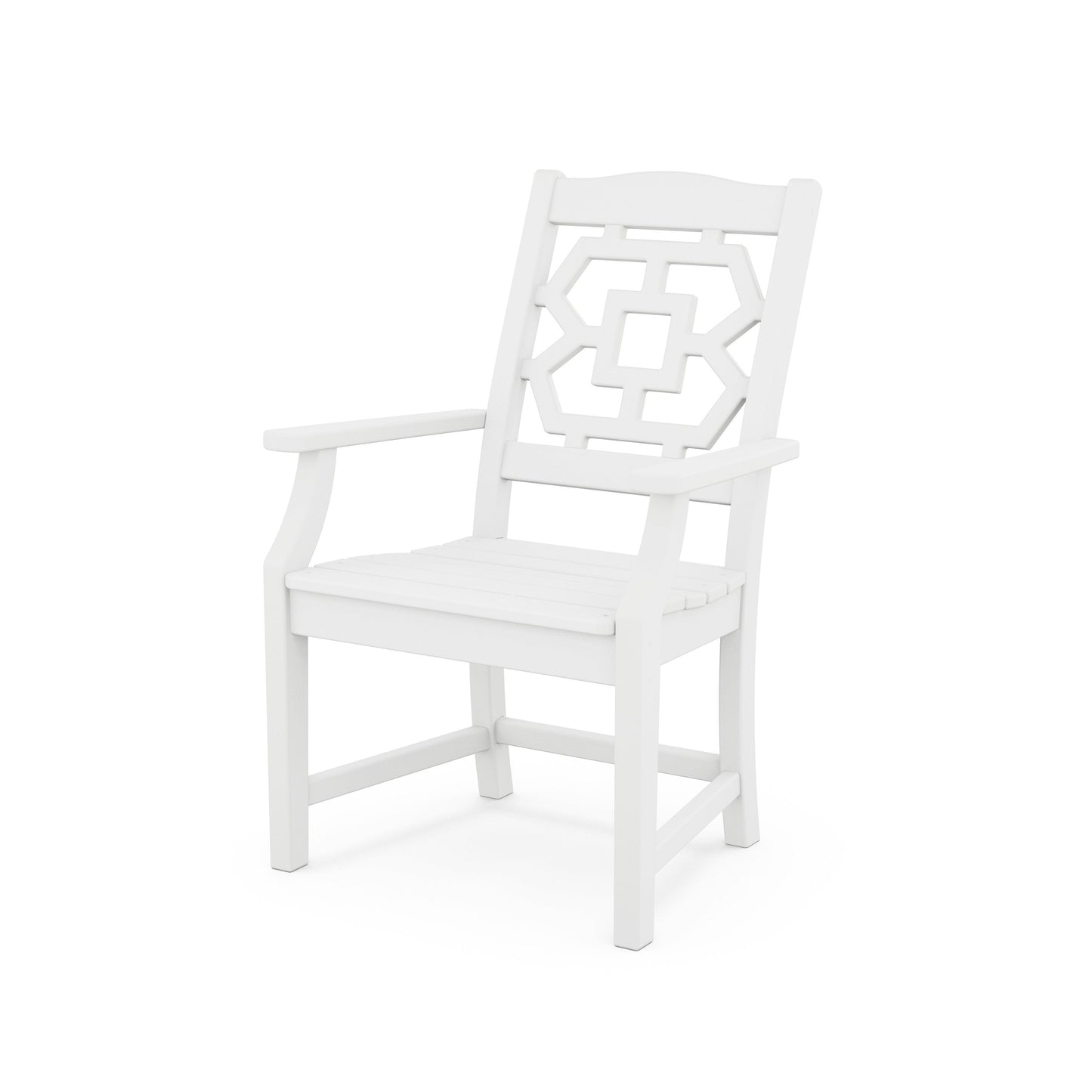 POLYWOOD Chinoiserie Dining Arm Chair — White