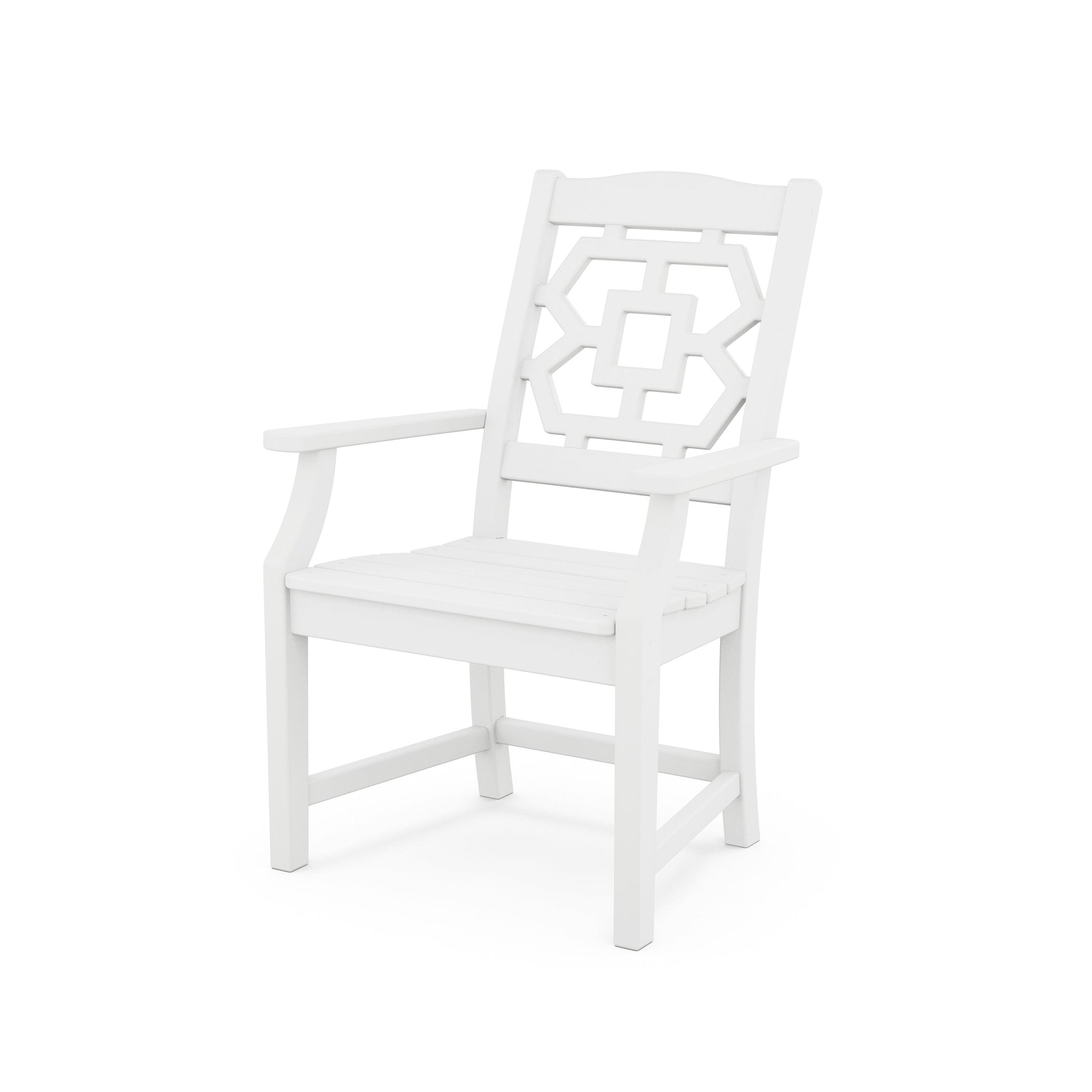 POLYWOOD Chinoiserie Dining Arm Chair — White