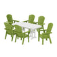 POLYWOOD Nautical Curveback Adirondack 7-Piece Dining Set — Lime / White