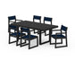 POLYWOOD EDGE Sling 7-Piece Dining Set — Black / Navy Blue Sling