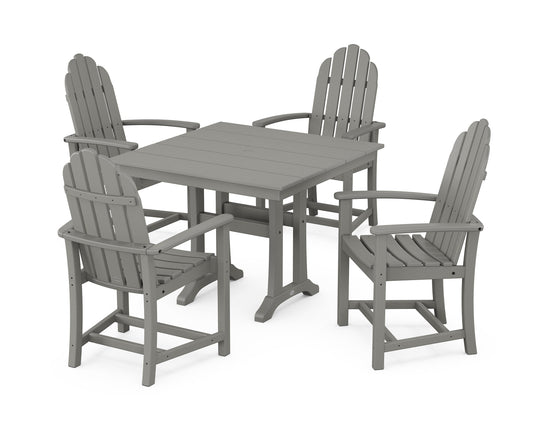 POLYWOOD Classic Adirondack 5-Piece Farmhouse Dining Set With Trestle Legs — Slate Grey