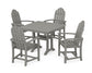 POLYWOOD Classic Adirondack 5-Piece Farmhouse Dining Set With Trestle Legs — Slate Grey
