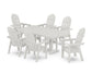 POLYWOOD Vineyard Curveback Adirondack Chair 7-Piece Farmhouse Dining Set — Vintage White