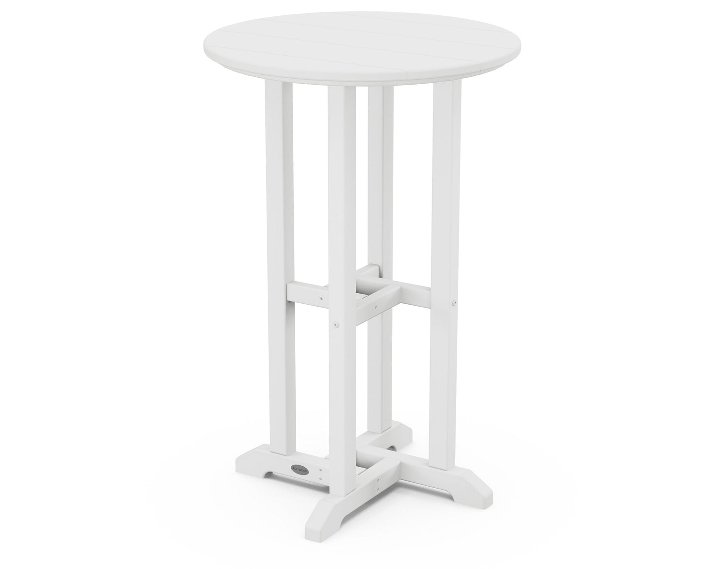 POLYWOOD 24" Round Farmhouse Counter Bistro Table — White