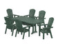POLYWOOD Nautical Curveback Adirondack 7-Piece Farmhouse Dining Set with Trestle Legs — Green