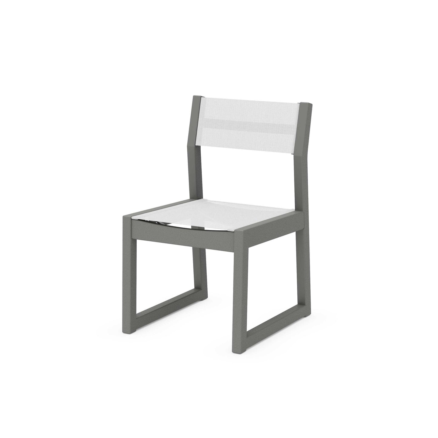 POLYWOOD EDGE Sling Dining Side Chair — Slate Grey / White Sling