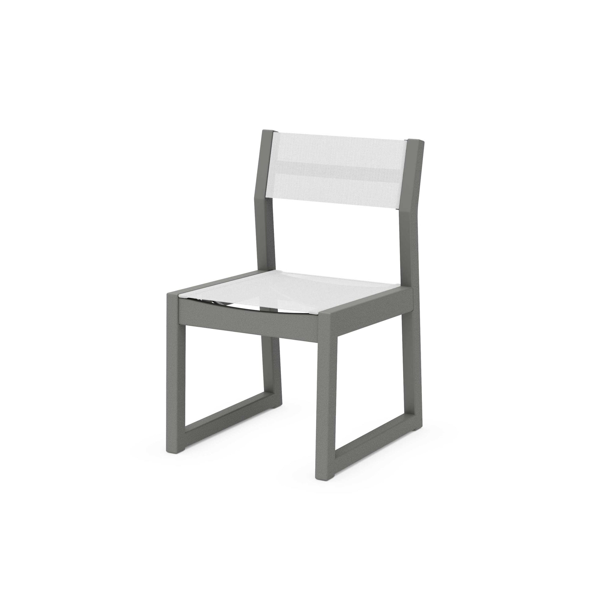 POLYWOOD EDGE Sling Dining Side Chair — Slate Grey / White Sling