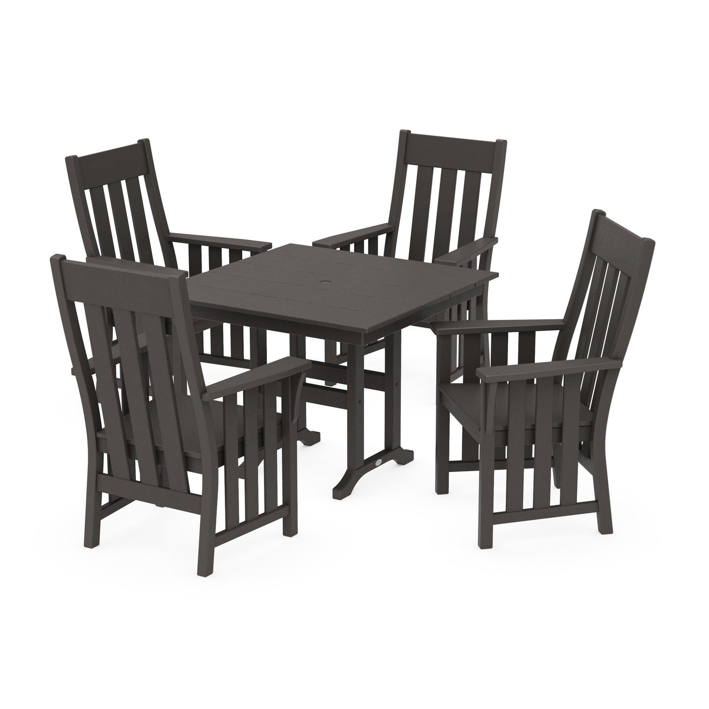 POLYWOOD Acadia 5-Piece Farmhouse Dining Set — Vintage Coffee