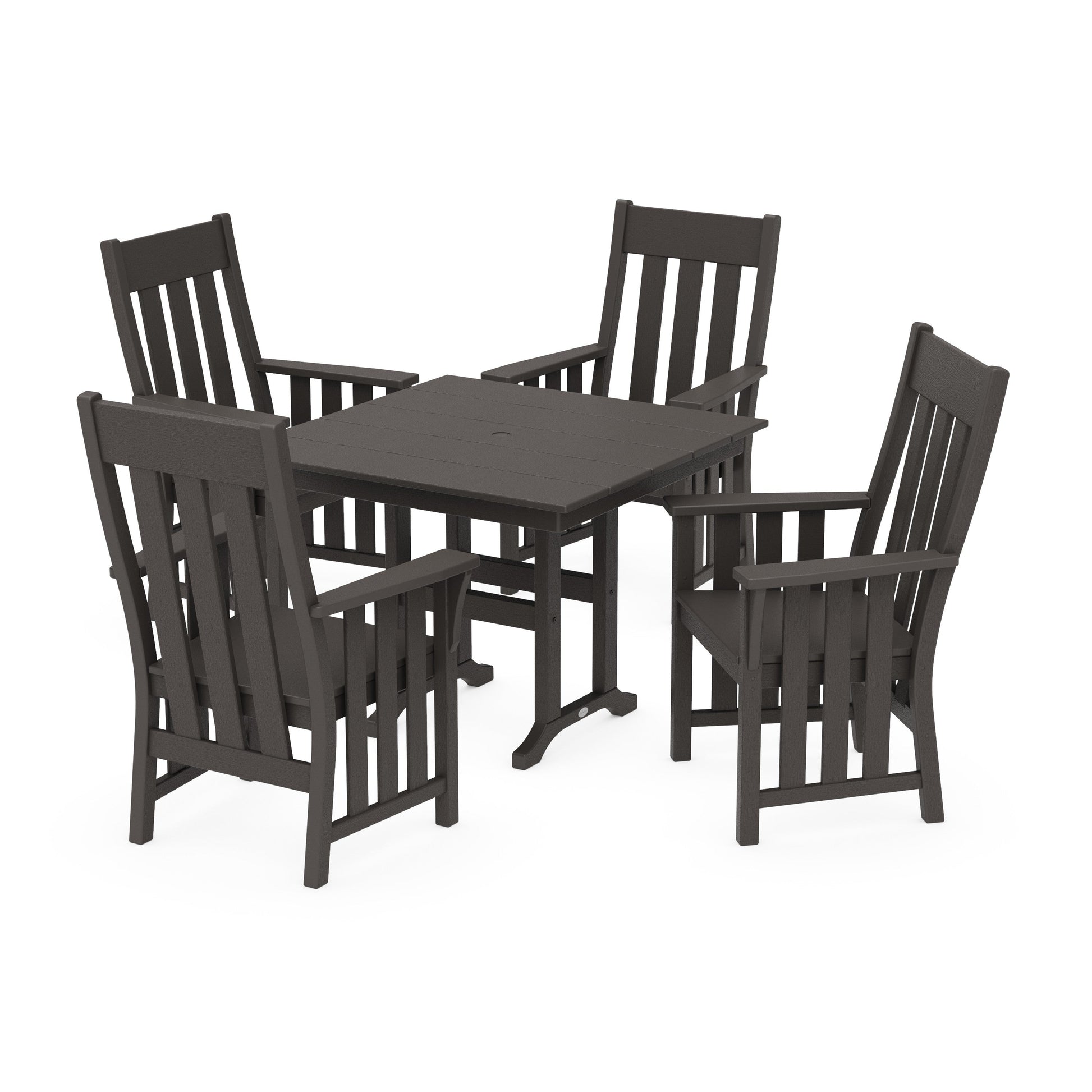 POLYWOOD Acadia 5-Piece Farmhouse Dining Set — Vintage Coffee