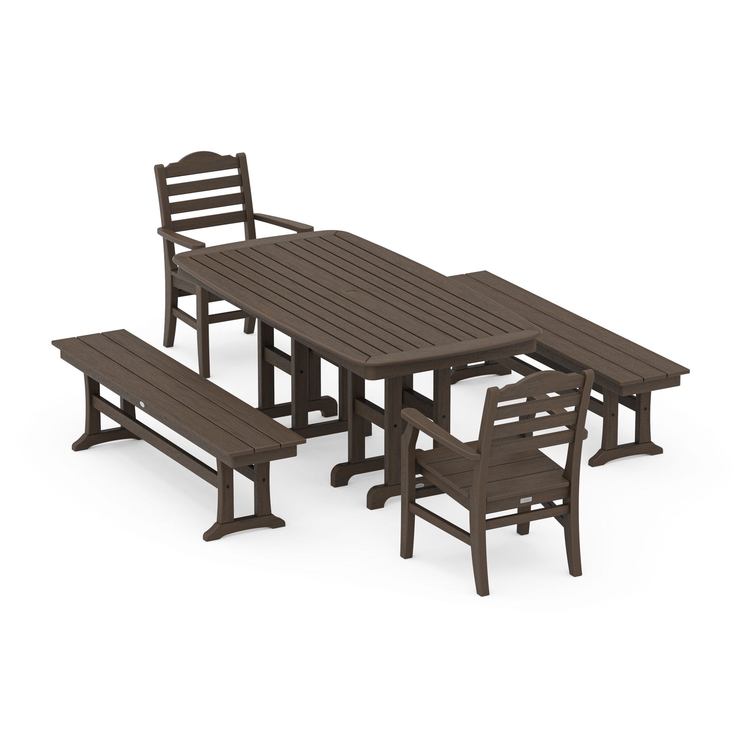 POLYWOOD Savannah 5-Piece Dining Set with Benches — Kona