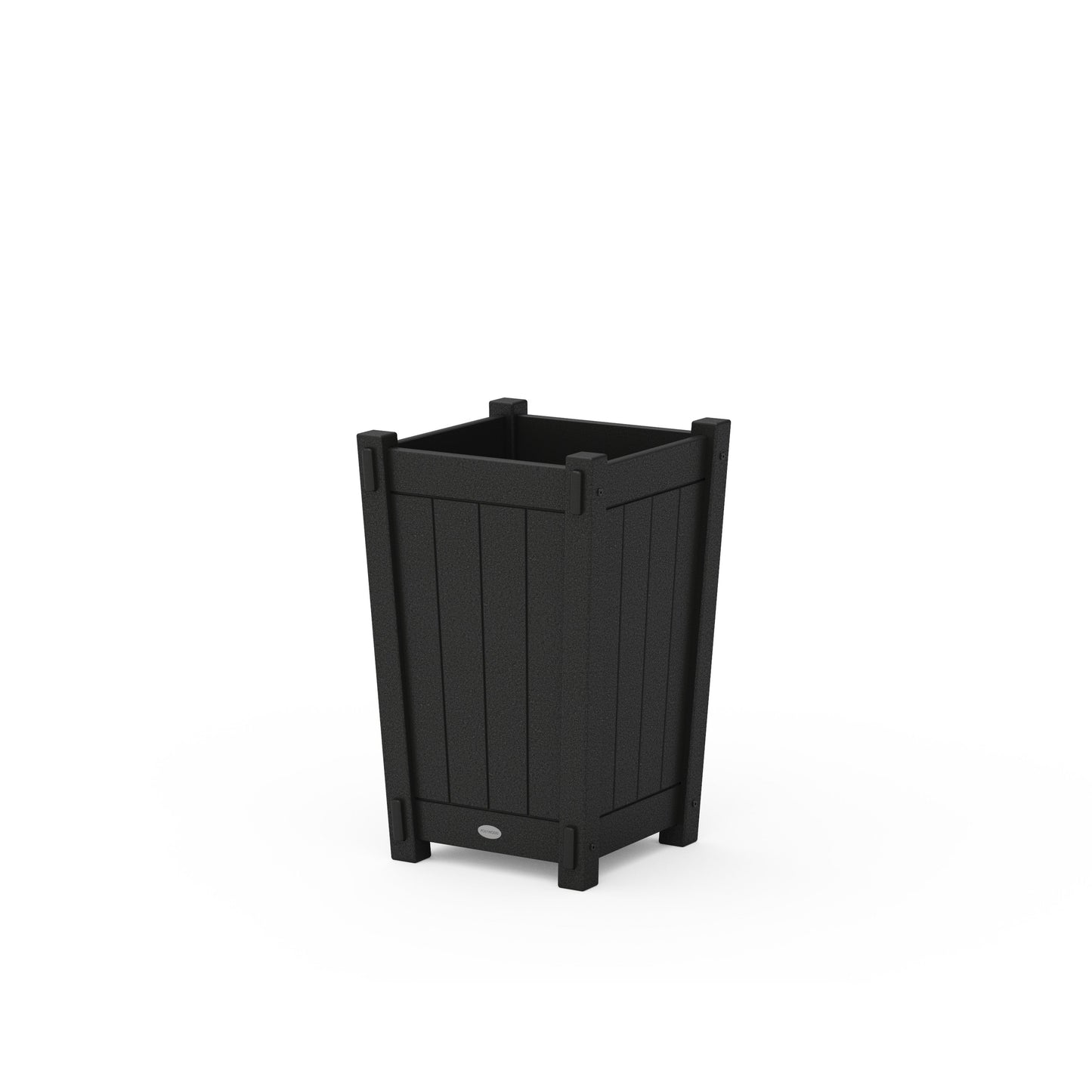 POLYWOOD Vineyard Tapered Square Short Planter Box — Black