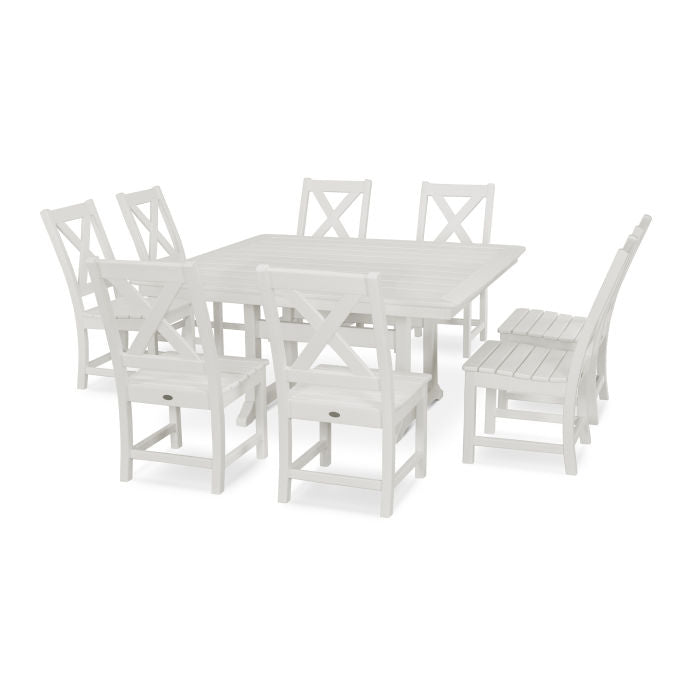 POLYWOOD Braxton 9-Piece Nautical Trestle Dining Set FREE SHIPPING