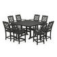 POLYWOOD Chinoiserie 9-Piece Square Counter Set with Trestle Legs — Black
