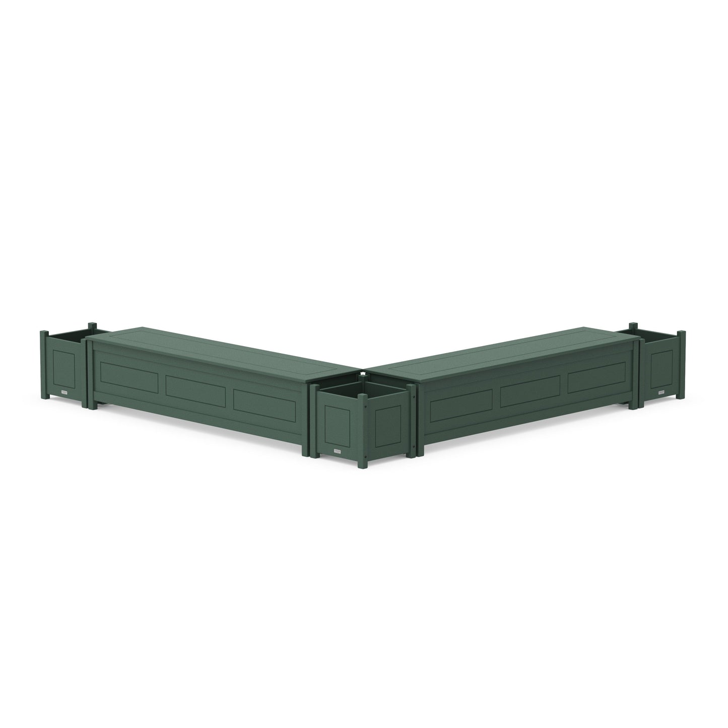 POLYWOOD 72" Country Living L- Shaped Planter Storage Bench Corner Set — Green