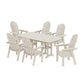 POLYWOOD Vineyard Curveback Adirondack Chair 7-Piece Dining Set — Sand