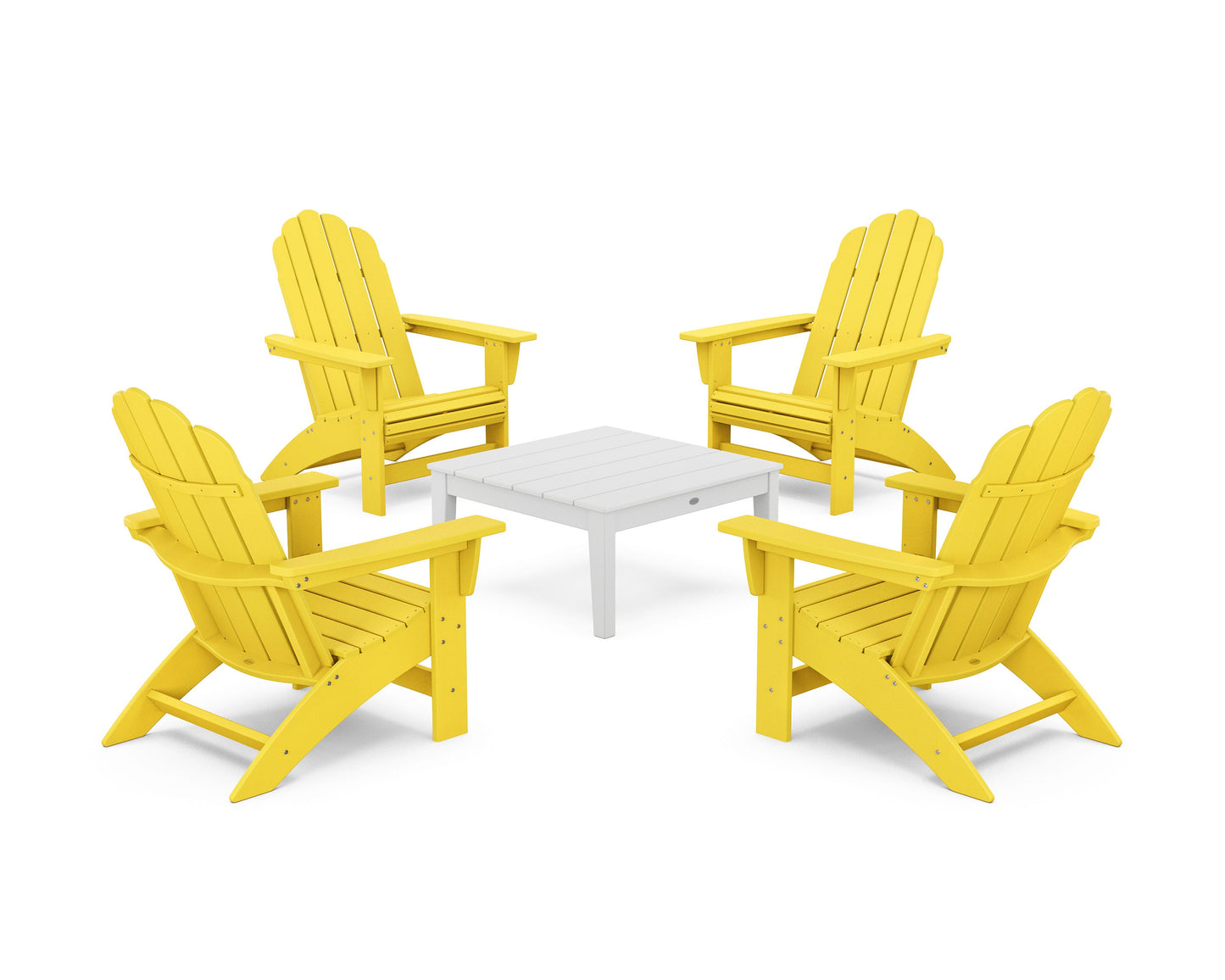 POLYWOOD 5-Piece Vineyard Grand Adirondack Chair Conversation Group — Lemon / White