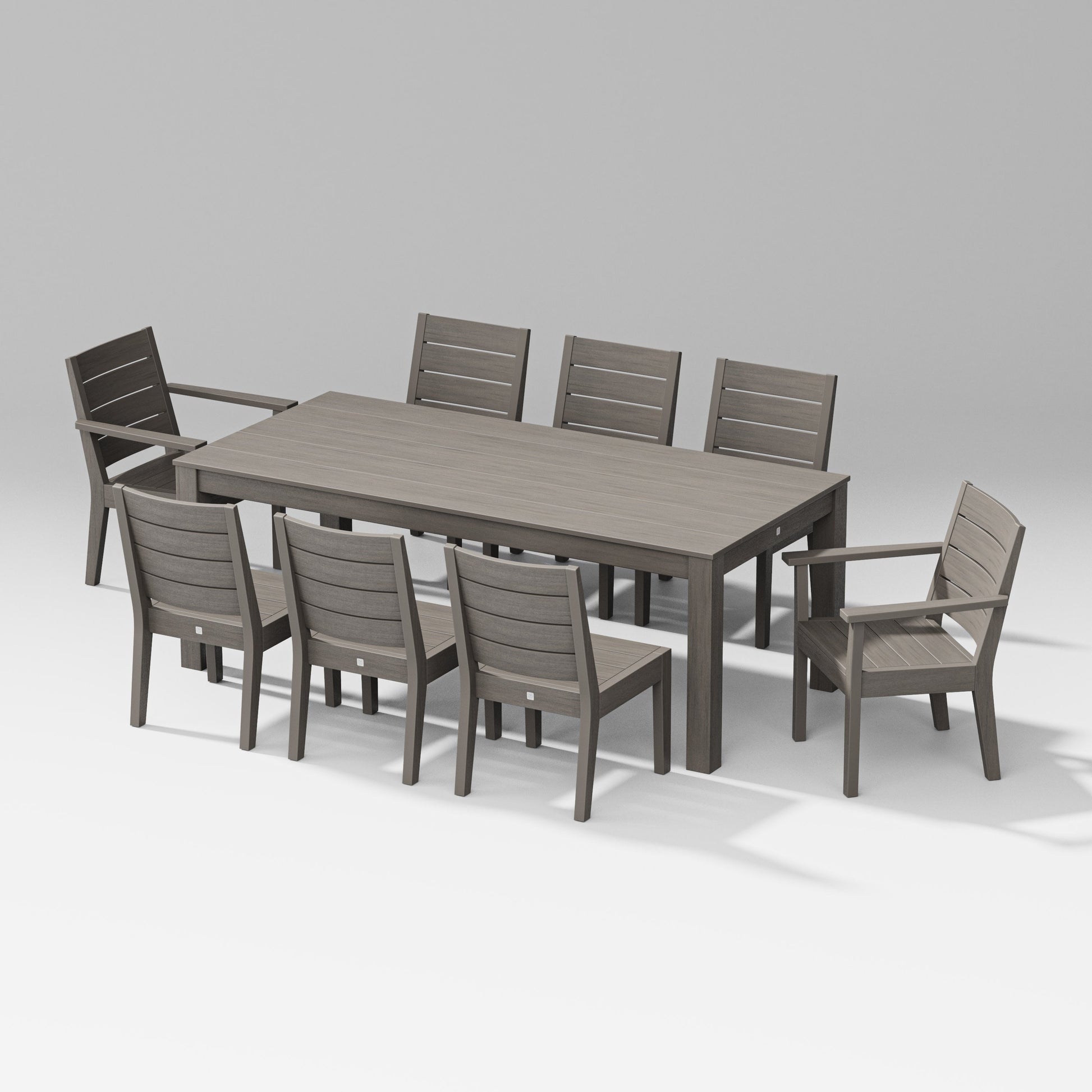 POLYWOOD Latitude 9-Piece Parsons Table Dining Set — Driftwood