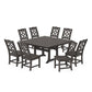 POLYWOOD Chinoiserie 9-Piece Square Farmhouse Side Chair Dining Set with Trestle Legs — Vintage Coffee
