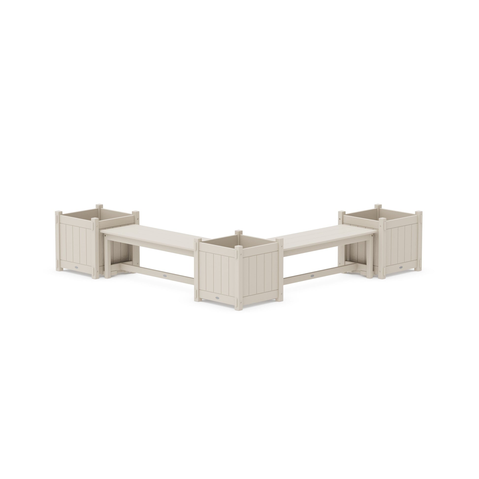 POLYWOOD 48" Vineyard L- Shaped Planter Bench Corner Set - Large — Sand