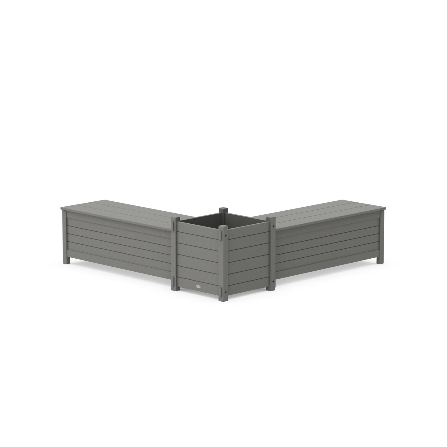 POLYWOOD 48" Nautical L- Shaped Planter Storage Bench Set- Large — Slate Grey