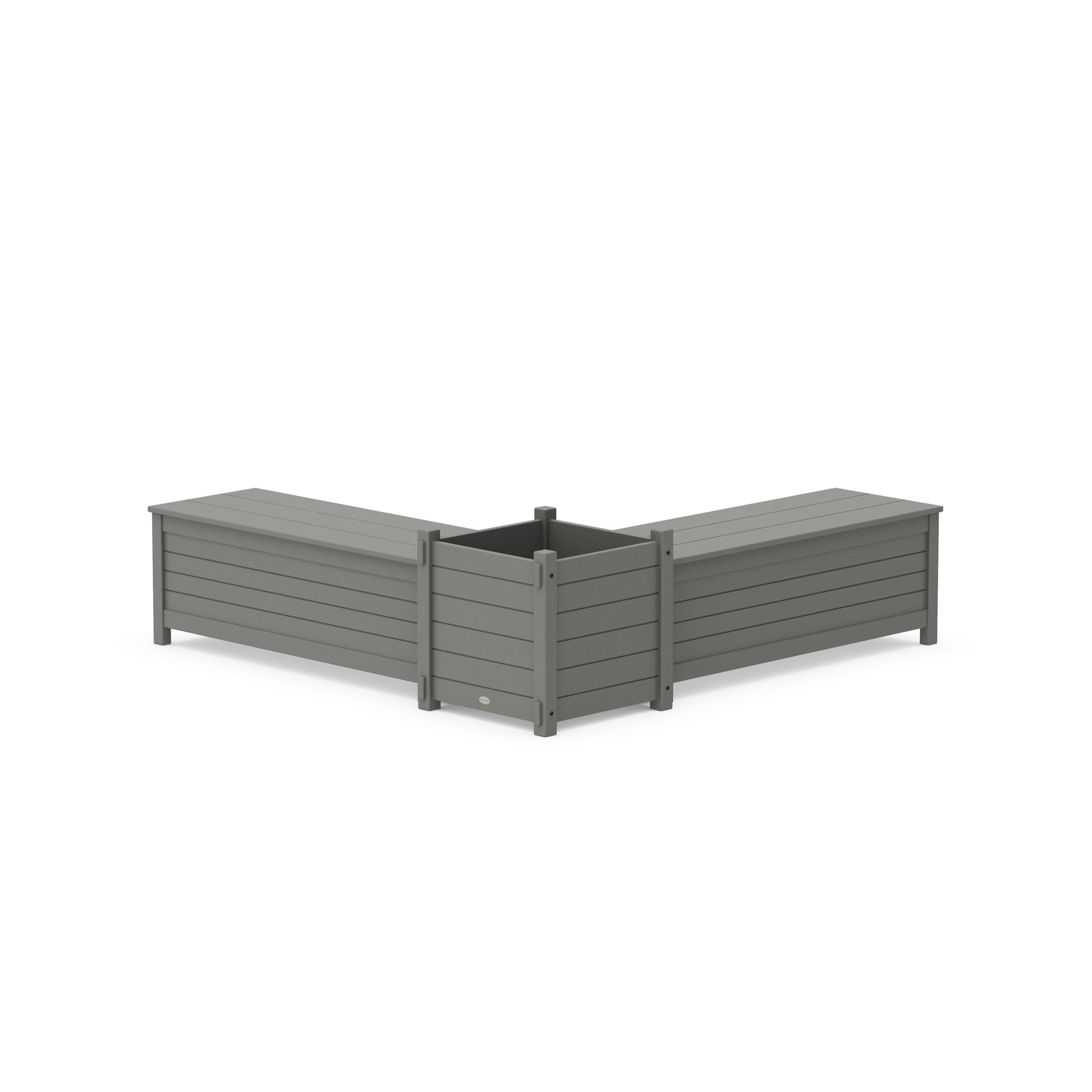 POLYWOOD 48" Nautical L- Shaped Planter Storage Bench Set- Large — Slate Grey