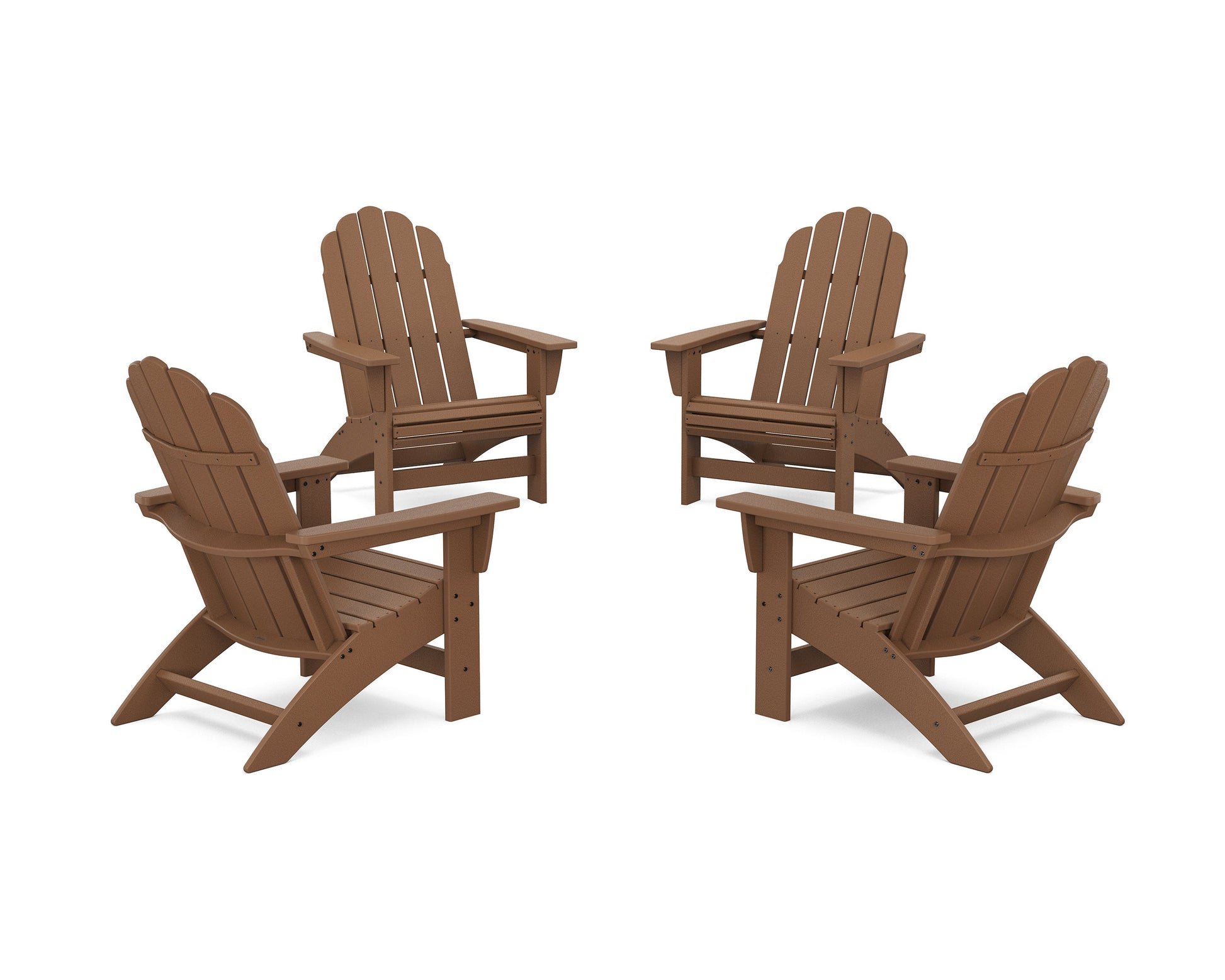 POLYWOOD 4-Piece Vineyard Grand Adirondack Chair Conversation Set — Teak