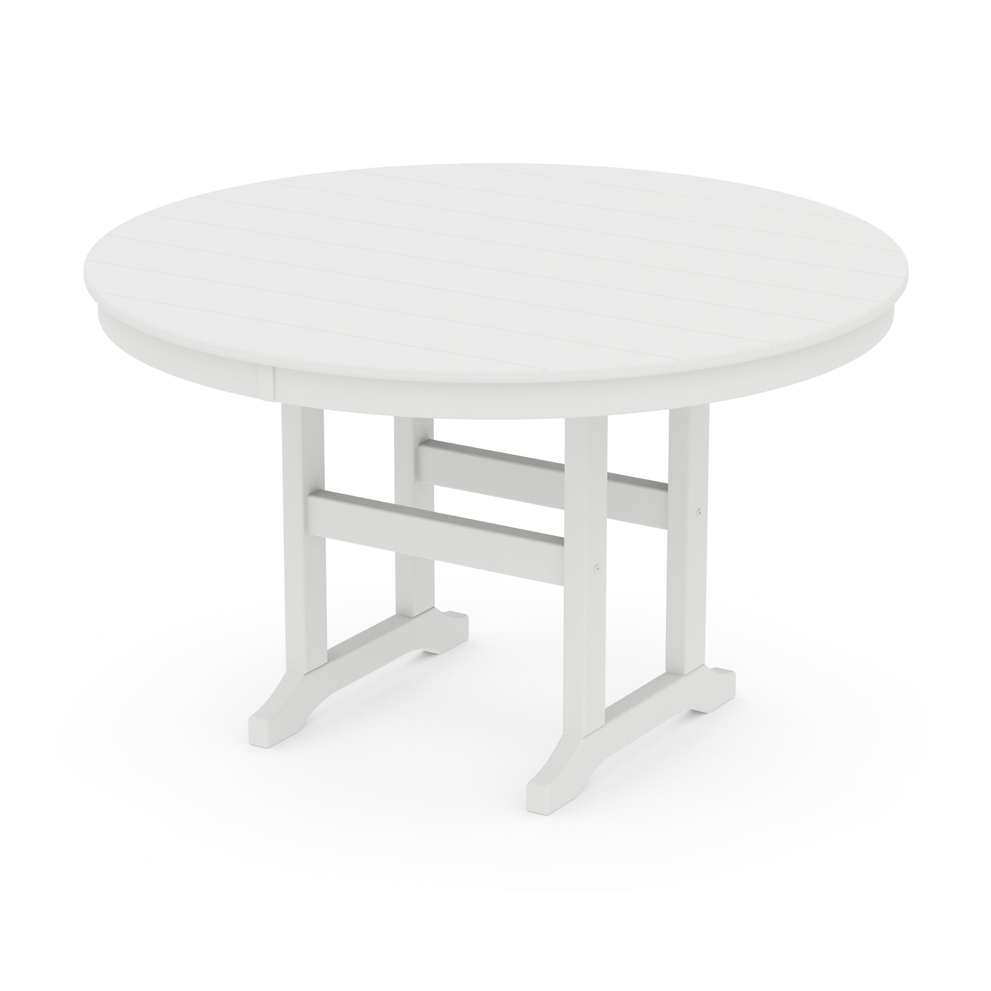 POLYWOOD 48" Round Farmhouse Dining Table — White