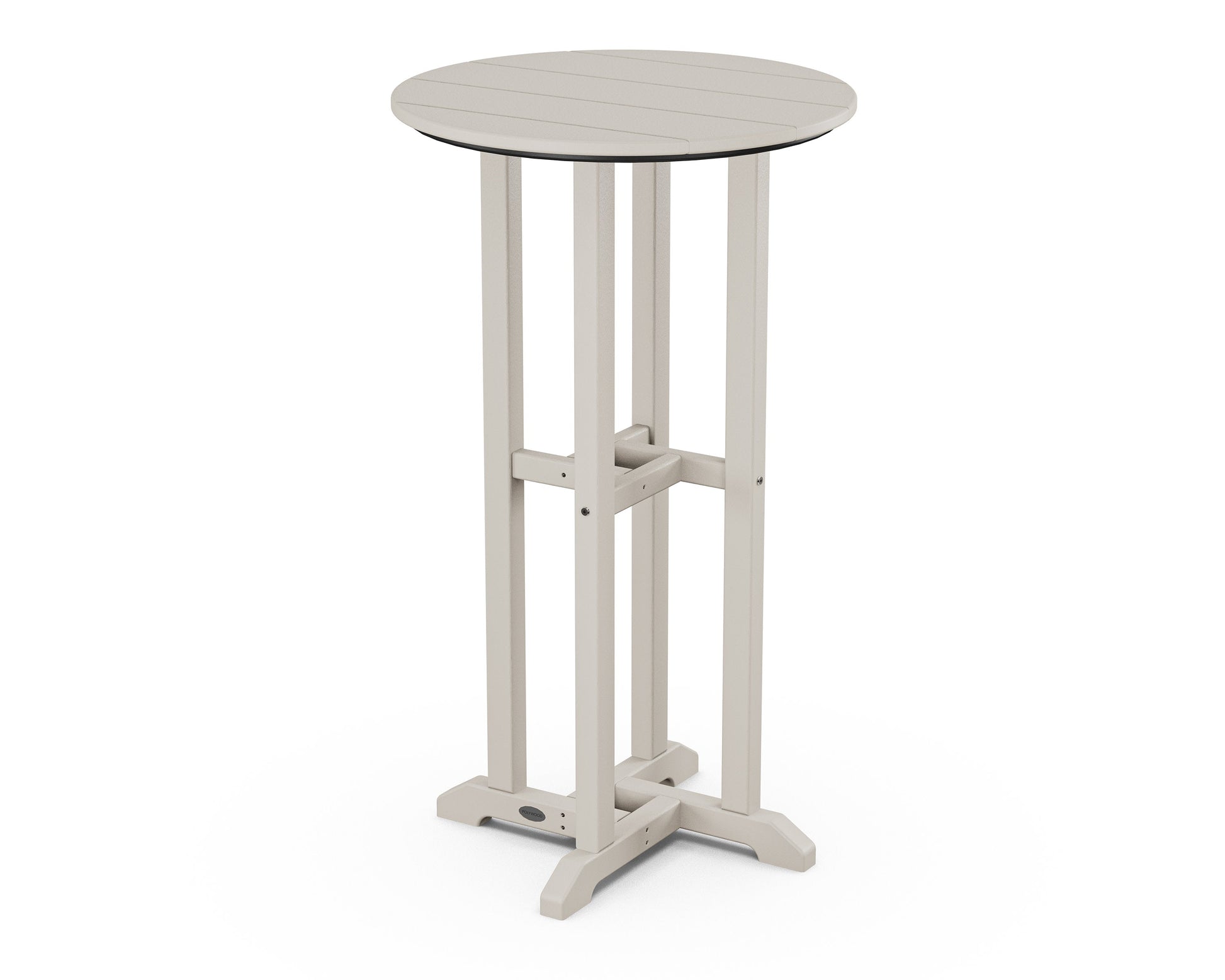 POLYWOOD 24" Round Farmhouse Bar Bistro Table — Sand