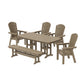 POLYWOOD Nautical Curveback Adirondack 6-Piece Dining Set with Bench — Vintage Sahara