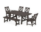 POLYWOOD Braxton 6-Piece Rustic Farmhouse Dining Set With Trestle Legs — Vintage Coffee
