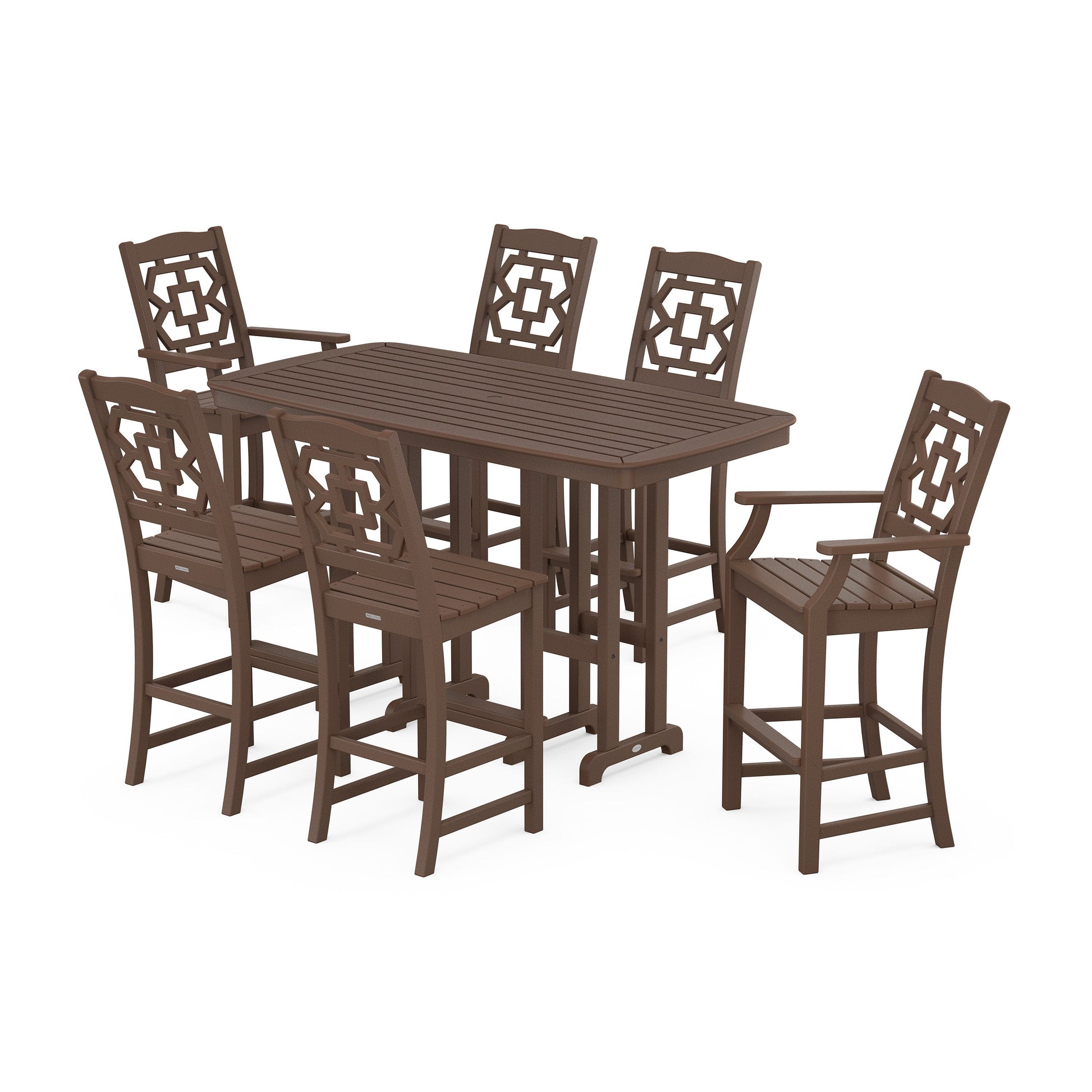 POLYWOOD Chinoiserie 7-Piece Bar Set — Mahogany