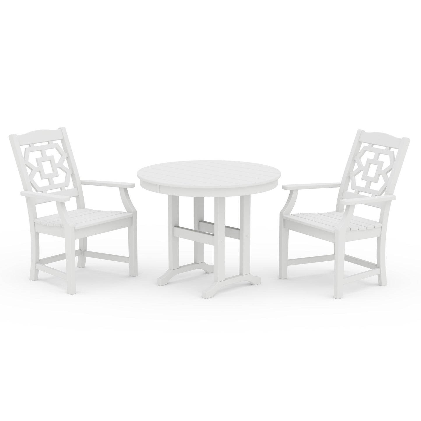 POLYWOOD Chinoiserie 3-Piece Farmhouse Dining Set — White