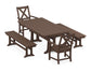 POLYWOOD Braxton 5-Piece Farmhouse Dining Set With Trestle Legs — Mahogany