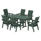 POLYWOOD Modern Curveback Adirondack 7-Piece Dining Set — Green
