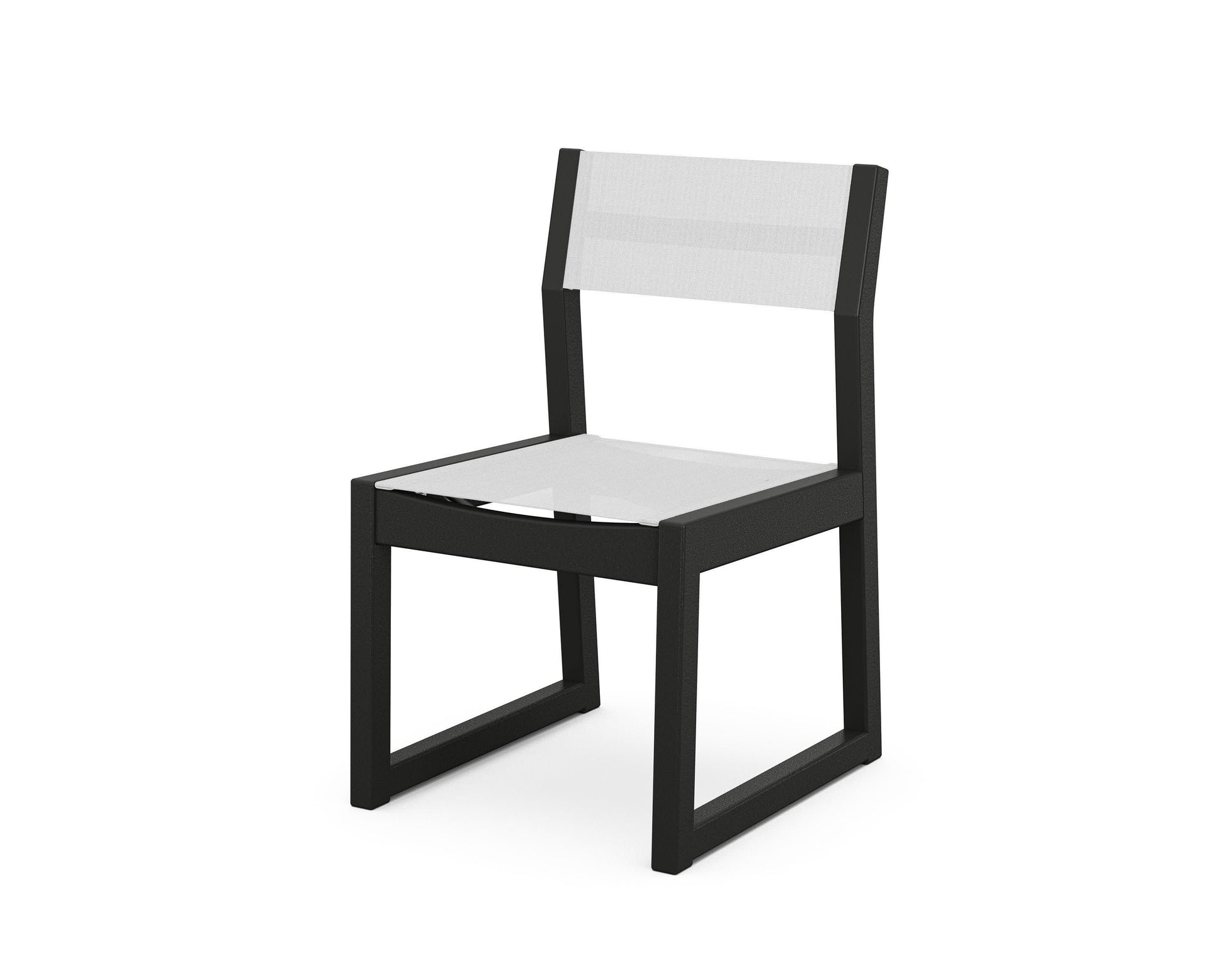 POLYWOOD EDGE Sling Dining Side Chair — Black / White Sling