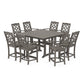 POLYWOOD Chinoiserie 9-Piece Square Farmhouse Counter Set with Trestle Legs — Driftwood