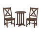 POLYWOOD Braxton Side Chair 3-Piece Round Bistro Dining Set — Mahogany