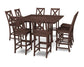 POLYWOOD Braxton 9-Piece Farmhouse Trestle Bar Set — Mahogany