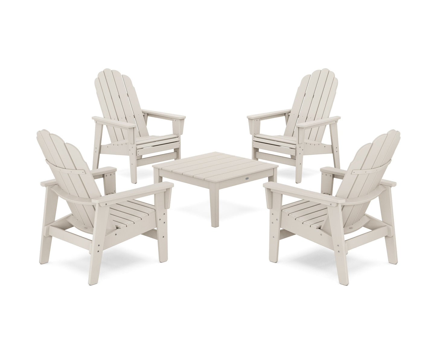 POLYWOOD 5-Piece Vineyard Grand Upright Adirondack Chair Conversation Group — Sand