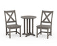 POLYWOOD Braxton Side Chair 3-Piece Round Bistro Dining Set — Driftwood
