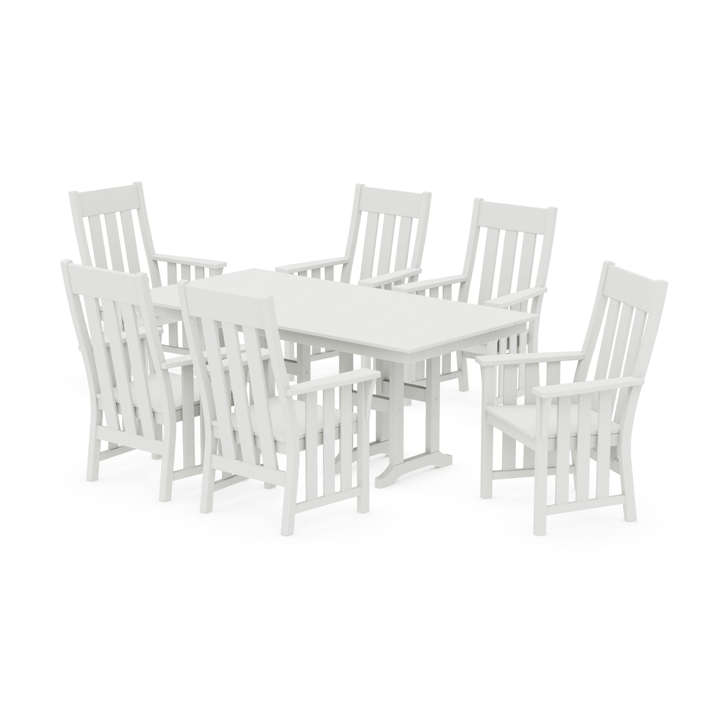 POLYWOOD Acadia Arm Chair 7-Piece Farmhouse Dining Set — Vintage White