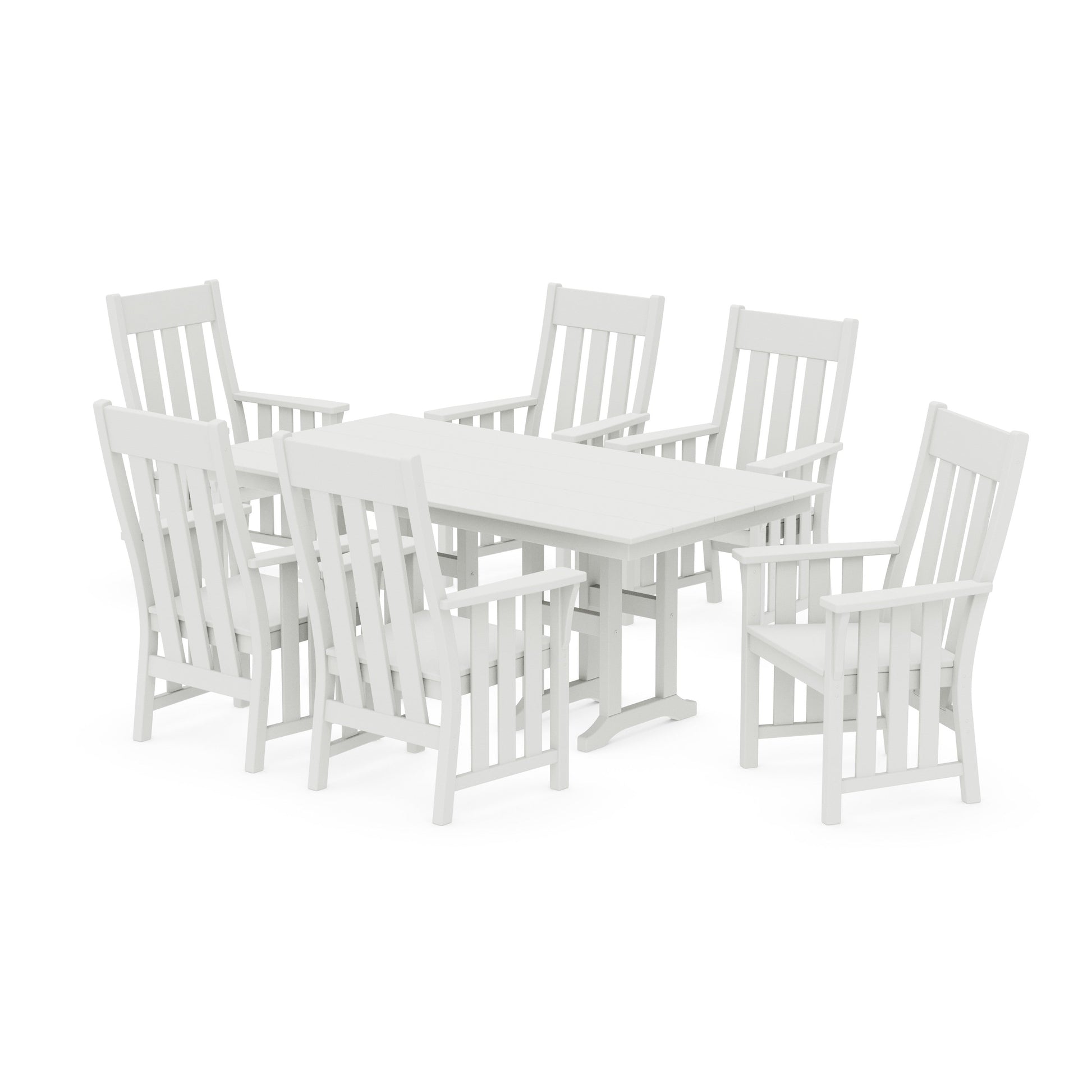 POLYWOOD Acadia Arm Chair 7-Piece Farmhouse Dining Set — Vintage White